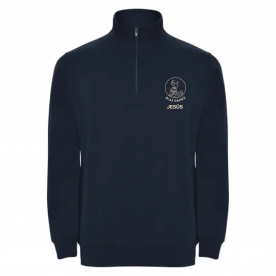 SUDADERA MEDIA CREMALLERA ADULTO UNISEX BLAS GÁMEZ ESCUDO BEIG AZUL MARINO + NOMBRE