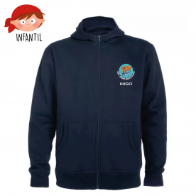 SUDADERA CON CAPUCHA Y CREMALLERA INFANTIL UNISEX BLAS GÁMEZ AZUL MARINO + NOMBRE