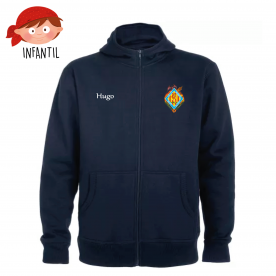 SUDADERA CON CAPUCHA Y CREMALLERA INFANTIL UNISEX MONTEOLIVETE AZUL MARINO + NOMBRE