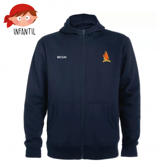 SUDADERA CON CAPUCHA Y CREMALLERA INFANTIL GARCÍA BRUSTENGA AZUL MARINO + NOMBRE